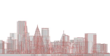 soyut mimari şehir 3D illüstrasyon