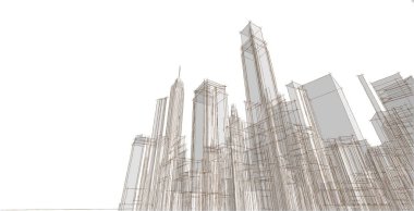 soyut mimari şehir 3D illüstrasyon