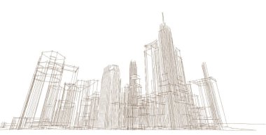 soyut mimari şehir 3D illüstrasyon