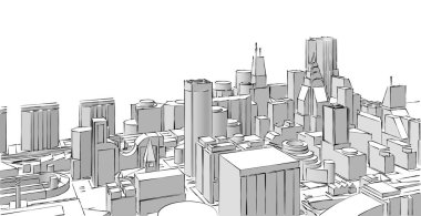 soyut mimari şehir 3D illüstrasyon
