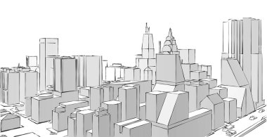 soyut mimari şehir 3D illüstrasyon