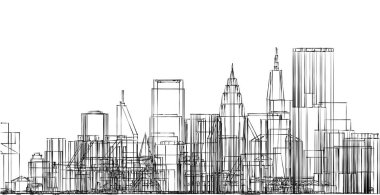 soyut mimari şehir 3D illüstrasyon