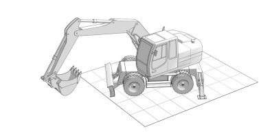 kazı makinesi teknolojisi 3d illüstrasyon