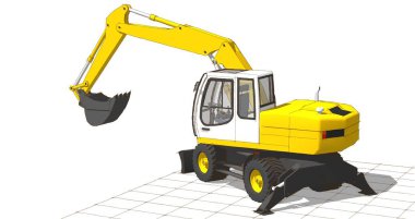 kazı makinesi teknolojisi 3d illüstrasyon