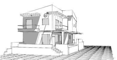 mimari konsept ev 3d illüstrasyon