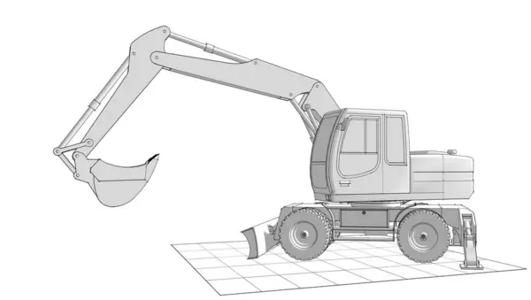 Escavatore Macchina Tecnologia Illustrazione — Foto Stock