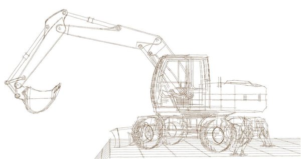 excavator machine technology 3d illustration