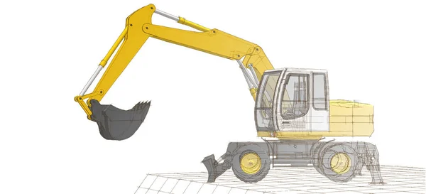 Escavatore Macchina Tecnologia Illustrazione — Foto Stock