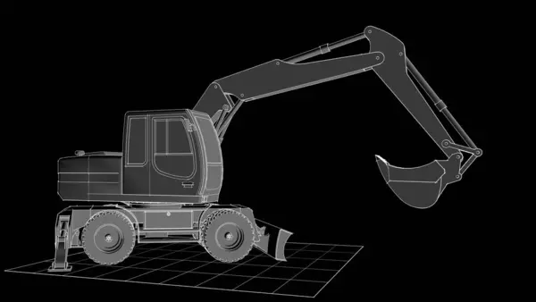 掘削機マシン技術3Dイラスト — ストック写真