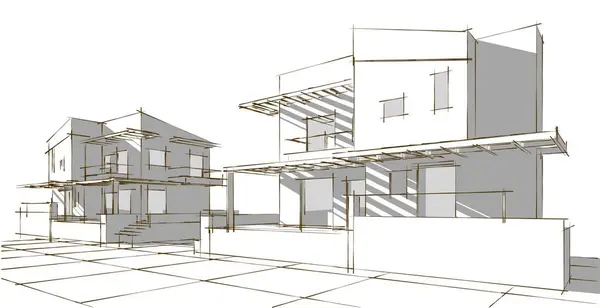 architecture concept house 3d illustration