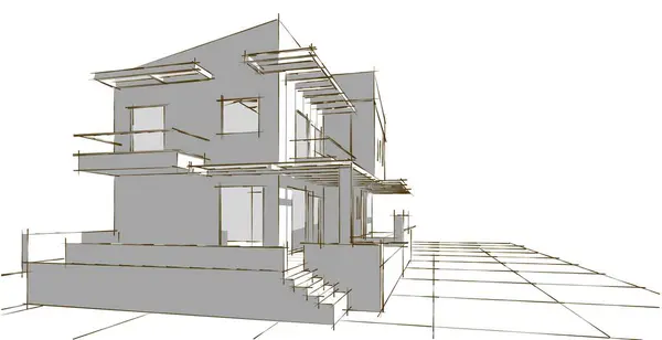 architecture concept house 3d illustration
