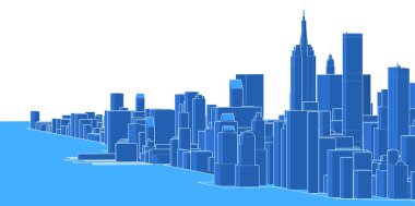 modern mimari şehir 3D illüstrasyon