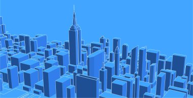 modern mimari şehir 3D illüstrasyon