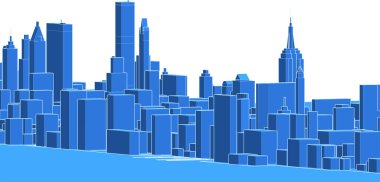 modern mimari şehir 3D illüstrasyon