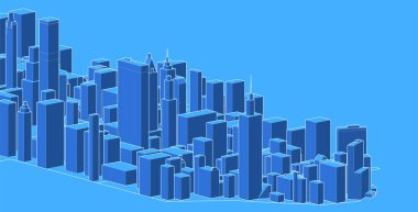 modern mimari şehir 3D illüstrasyon