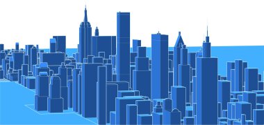 modern mimari şehir 3D illüstrasyon