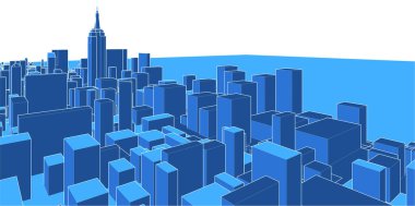 modern mimari şehir 3D illüstrasyon