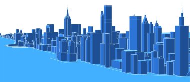 modern mimari şehir 3D illüstrasyon