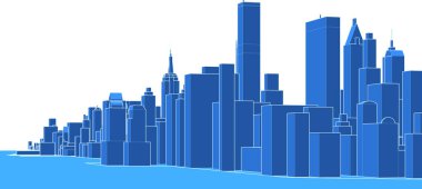 modern mimari şehir 3D illüstrasyon