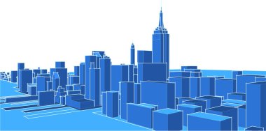 modern mimari şehir 3D illüstrasyon