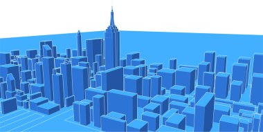 modern mimari şehir 3D illüstrasyon