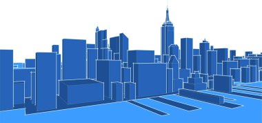 modern mimari şehir 3D illüstrasyon