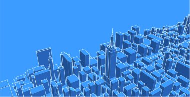 modern mimari şehir 3D illüstrasyon