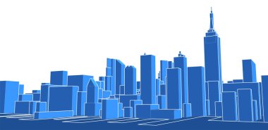 modern mimari şehir 3D illüstrasyon