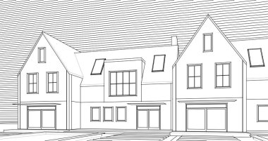 Geleneksel ev çizimi 3d oluşturma