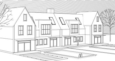 Geleneksel ev çizimi 3d oluşturma