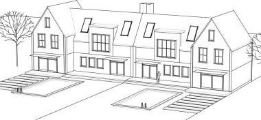 Geleneksel ev çizimi 3d oluşturma