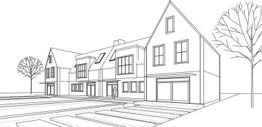 Geleneksel ev çizimi 3d oluşturma