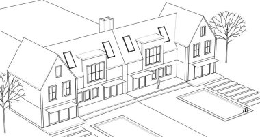 Geleneksel ev çizimi 3d oluşturma