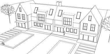 Geleneksel ev çizimi 3d oluşturma