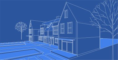 Geleneksel ev çizimi 3d oluşturma  