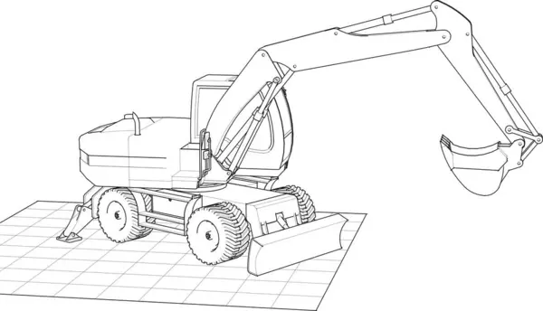 Bagrovací Stroj Technologie Ilustrace — Stockový vektor