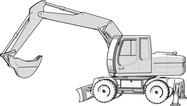 Excavator Machine Technology Illustration — Stock Vector