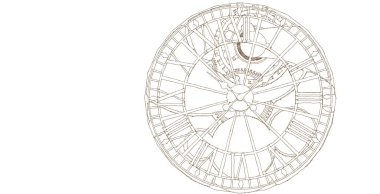 Saat, mekanizma, çizim, üç boyutlu illüstrasyon