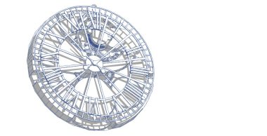 Saat, mekanizma, çizim, üç boyutlu illüstrasyon