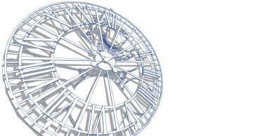 Saat, mekanizma, çizim, üç boyutlu illüstrasyon