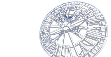 Saat, mekanizma, çizim, üç boyutlu illüstrasyon