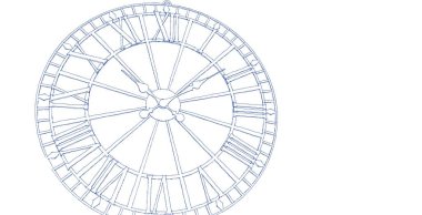 Saat, mekanizma, çizim, üç boyutlu illüstrasyon