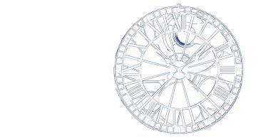 Saat, mekanizma, çizim, üç boyutlu illüstrasyon