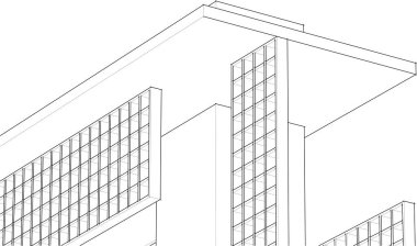 ev geleneksel mimari planı 3d illüstrasyon