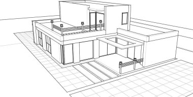 ev geleneksel mimari planı 3d illüstrasyon