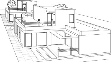 ev geleneksel mimari planı 3d illüstrasyon