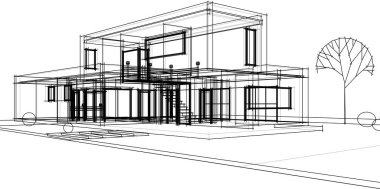 ev geleneksel mimari planı 3d illüstrasyon