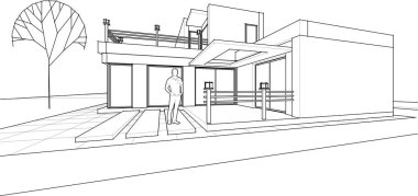 ev geleneksel mimari planı 3d illüstrasyon
