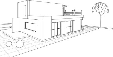 ev geleneksel mimari planı 3d illüstrasyon