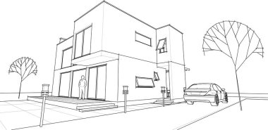 ev geleneksel mimari planı 3d illüstrasyon